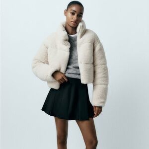 Zara cropped faux shearling puffer jacket